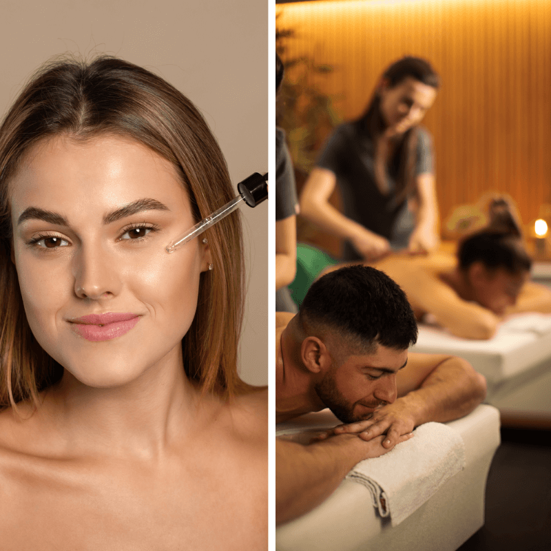 Women applying TrustBotics Multi-Use Essential Oil to face for natural skincare and luxury aromatherapy ritual