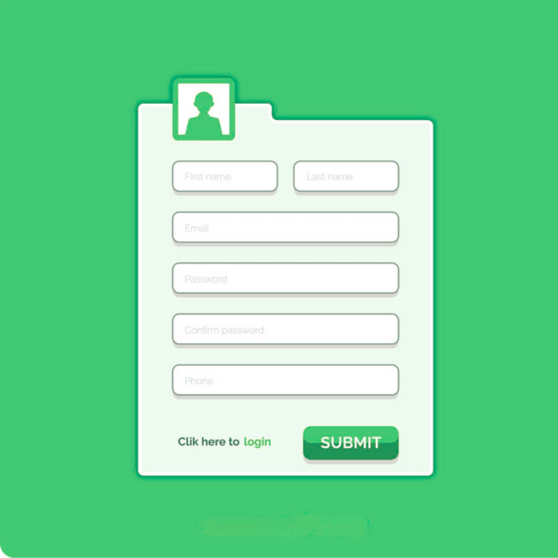 Illustration of an online application form representing TrustBotics B2B partner registration and business collaboration opportunities.