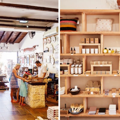 Boutique retail store interior with natural products and shelves, representing potential TrustBotics retail and concept store partnerships.