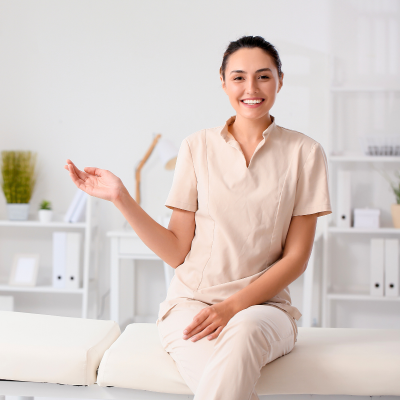 Wellness therapist in a spa treatment room representing TrustBotics partnership opportunities for therapists and wellness professionals.